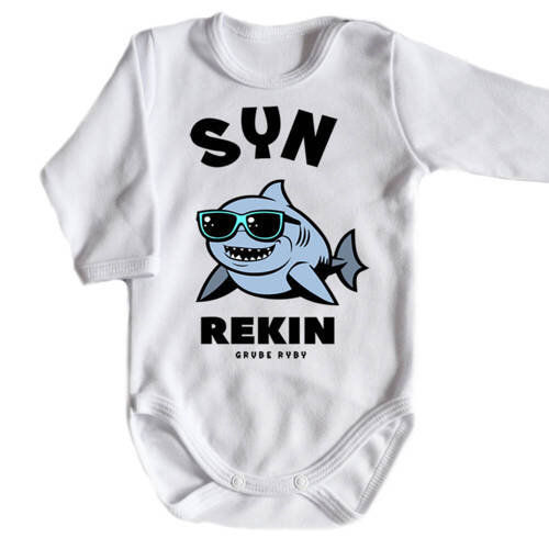 "REKINY grube ryby" Moocha body długi rękaw biały