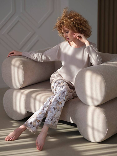 421 Piżama damska Cana -kwiaty-taupe