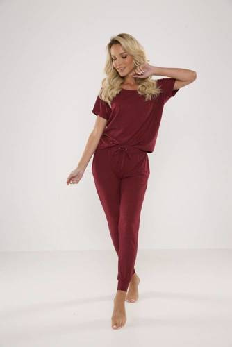524 Paula Piżama Damska De Lafense - bordo