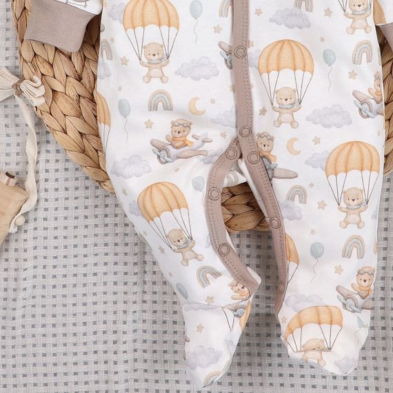 ABN-5508 Sky Journey Pajac niemowlęcy Nini | Bawełna organiczna, zapięcie na napy