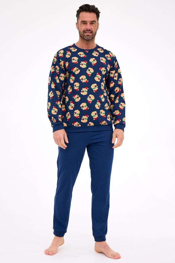 457/293 Teddy 6 Piżama męska Cornette – świąteczna, granatowa, bawełna