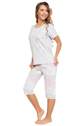 PDD4200-022 Piżama damska krótki rękaw, spodnie 3/4 Moraj - szary