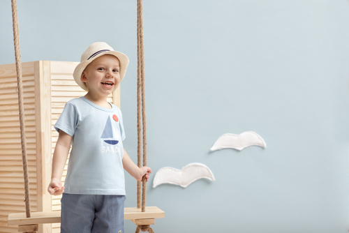 Sailor Pinokio Bluzka dla chłopca z krótkim rękawem - niebieski