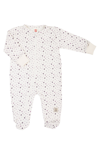 02250L "Hearts Lilac" Pajacyk niemowlęcy dresowy Makoma