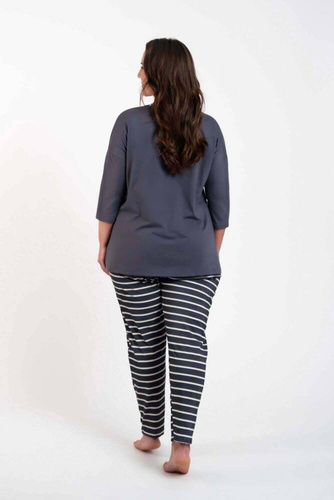 Betty Piżama Damska 3/4 rękaw, długie spodnie Italian Fashion - druk grafitowy/grafitowy