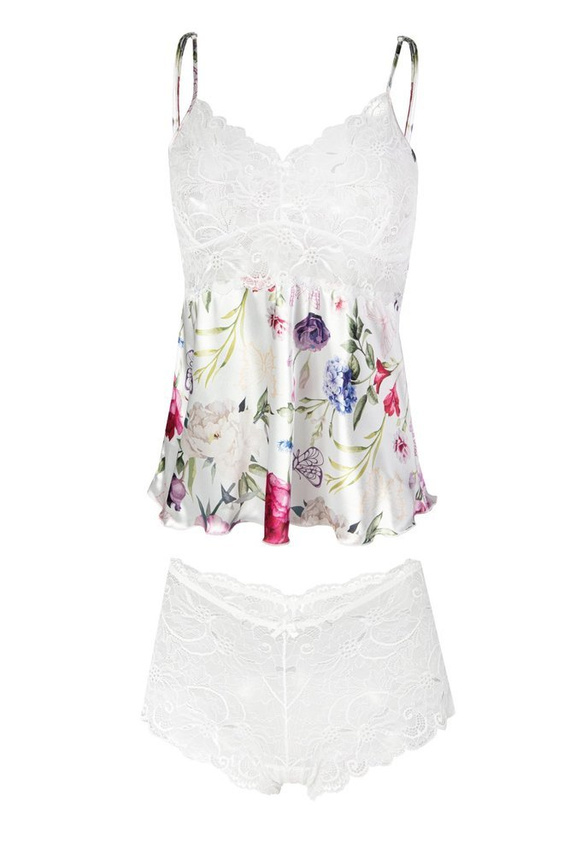 Flowers Komplet piżama damska DKaren DK-KA 008 czarny