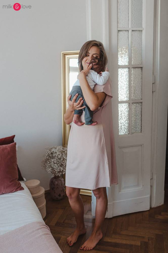 Moon bambusowa koszula nocna ciążowa i do karmienia Milk&Love beżowy