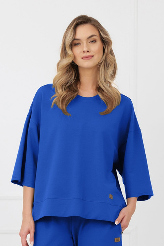 Bluza Kaori Italian Fashion 3/4 rękaw bawełna elastan- kobalt