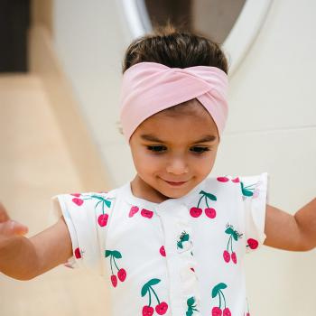 Opaska dziewczęca Eevi Cherry bawełna elastyczna wygodna- różowa 