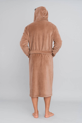 Mimas Szlafrok męski z kapturem Italian Fashion- camel