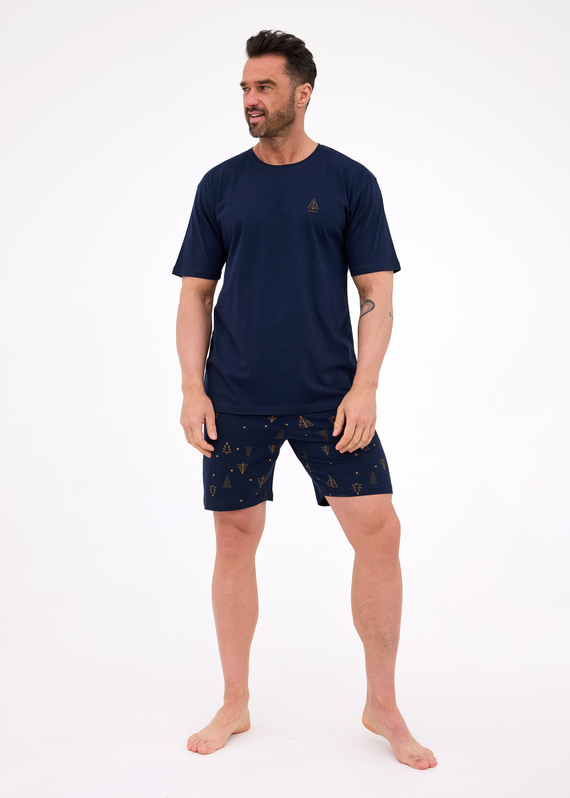 326/297 Night Piżama męska Cornette – świąteczna, bawełna, granatowe spodnie w choinki