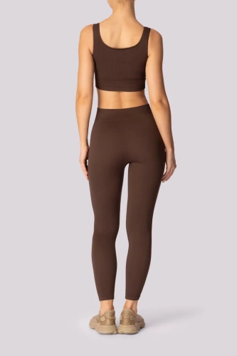 Ribbed legginsy damskie prążek Mona caffe