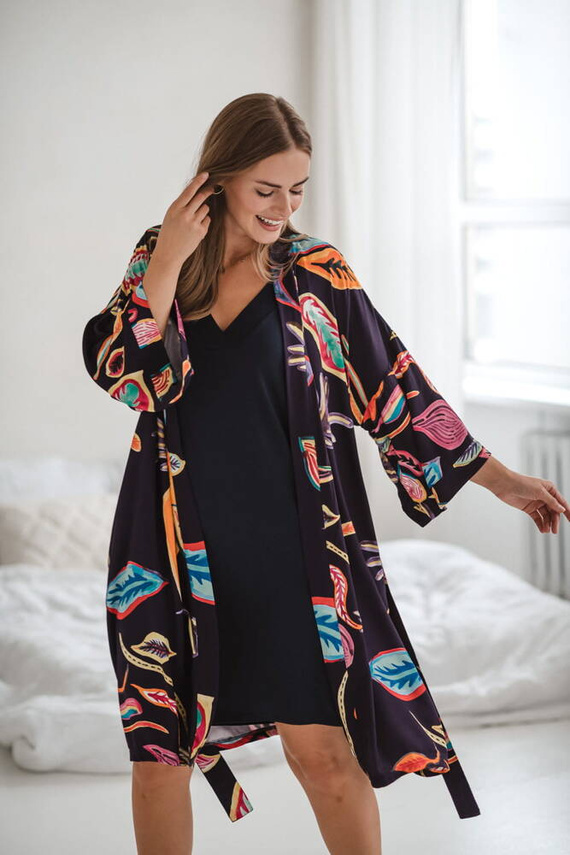 Tropical szlafrok bambusowy Milk&Love navy