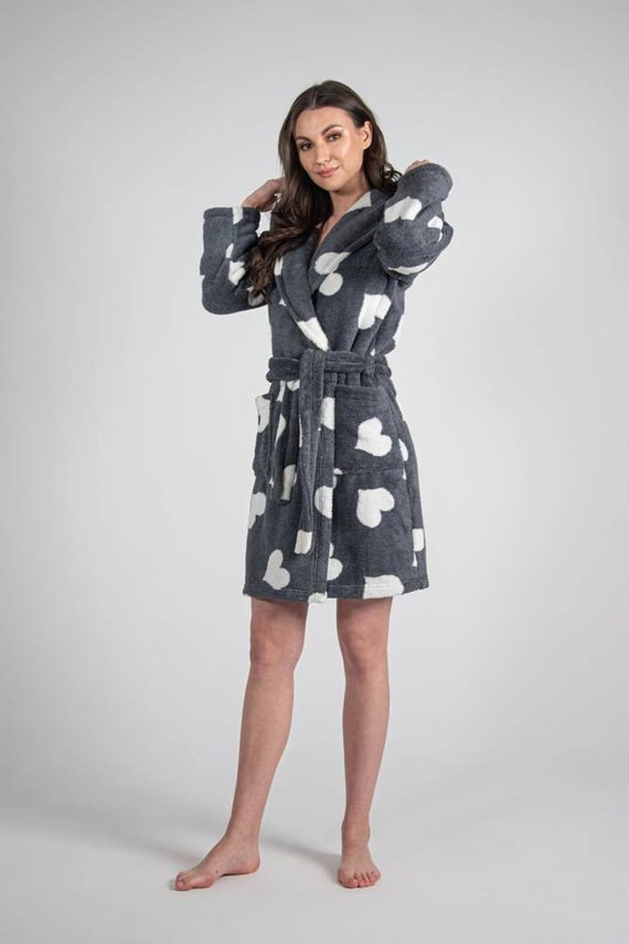 671 Serca Krótki Szlafrok damski Forex - grafit