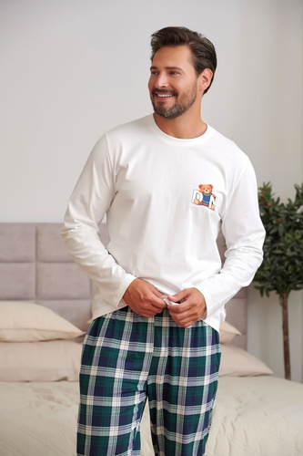 Piżama Męska Doctor Nap 7514 Teddy 100% Bawełna Długi Rękaw Spodnie