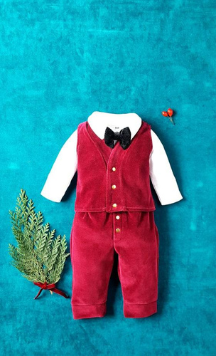 430W Little Gentleman Welurowa kamizelka dla chłopca Marija - bordo