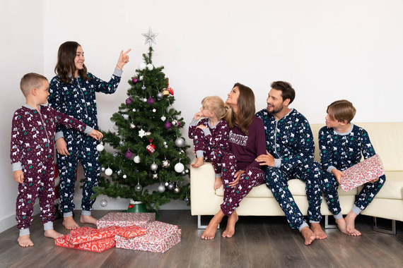 Ava Piżama damska długi rękaw i spodnie Italian Fashion- druk granatowy