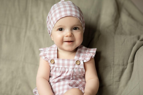 Sweet Cherry Pinokio Ogrodniczki dla dziewczynki - różowy kratka 