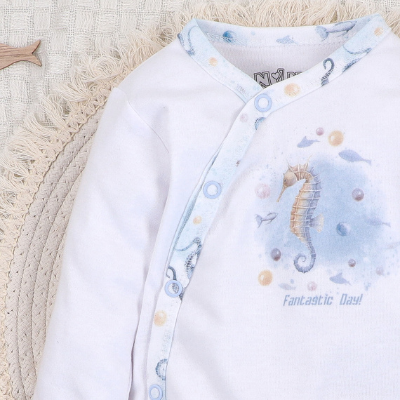ABN-5442 Sea Of Joy Body kopertowe Nini biały - bawełna organiczna, dla niemowląt