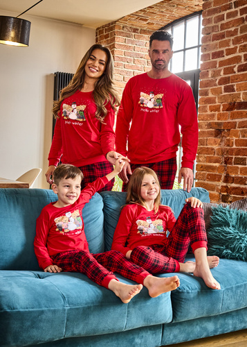 671/421 Winter Piżama damska Cornette - świąteczna, czerwona, bawełna, długi rękaw