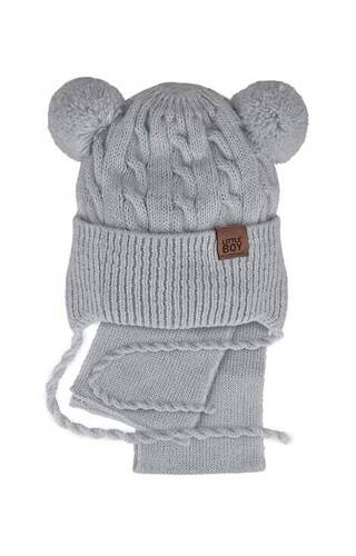 48-313 Komplet czapka+szalik AJS szary