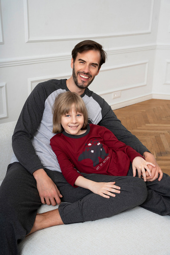 Morten Italian Fashion Piżama dziecięca bordowy/c.melanż 