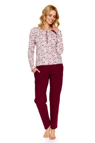 7307 Doctor Nap – Piżama damska plus size rozpinana | 95% bawełna, polska produkcja - flores