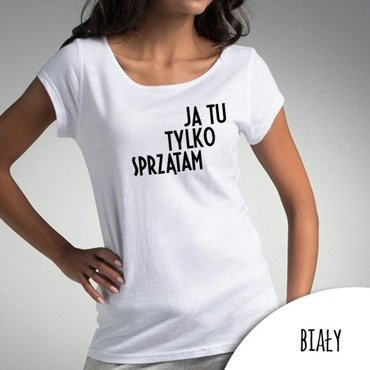 Bluzka damska  "Ja tu tylko sprzątam" Moocha biały