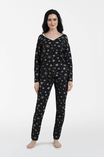 Laponia Piżama Damska długi rękaw, długie spodnie Italian Fashion - druk