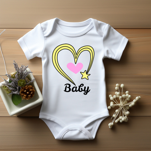 "Baby z sercem dla dziewczynki" Moocha Body krótki rękaw biały
