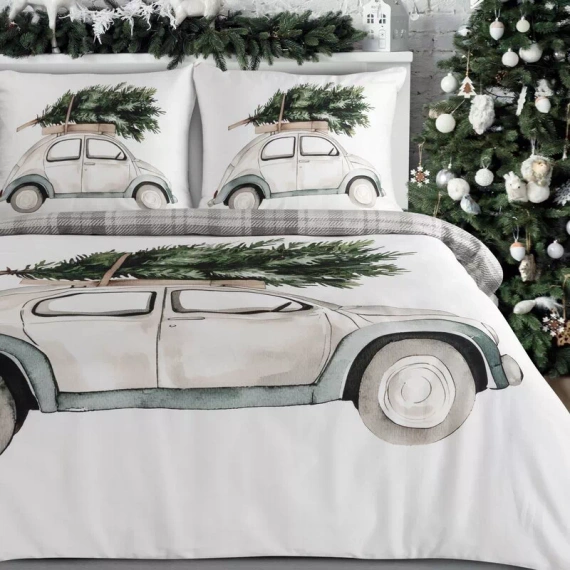 Pościel świąteczna Vintage Eurofirany auto choinka 100% bawełna 105 g/m²