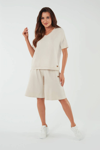 Madri Bluzka z krótkim rękawem Italian Fashion - beżowy