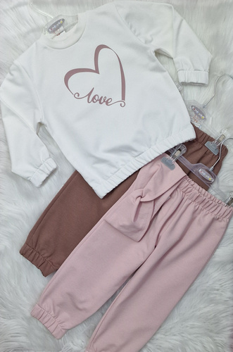 Love Heart Bluza dziecięca Bambarillo ecru – dzianina dresowa, bawełna z elastanem