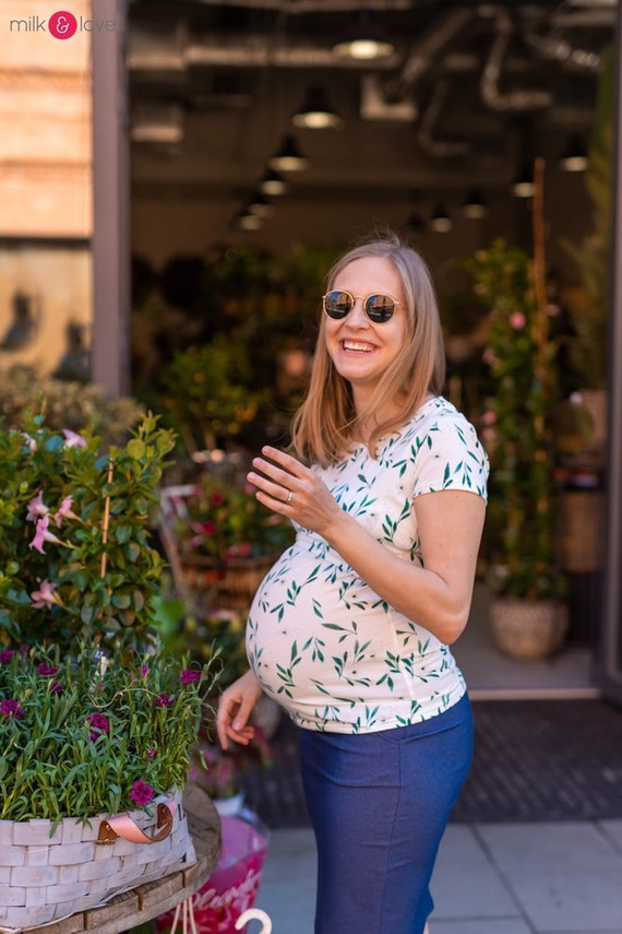 Bluzka do karmienia i ciążowa z krótkim rękawem Milk Shirt Milk&Love w listki