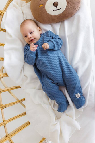 "Natural Waffel" Makoma Pajacyk niemowlęcy denim