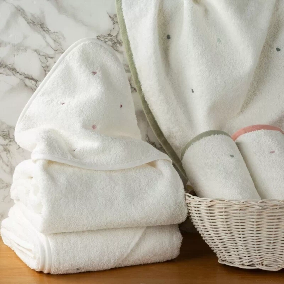 Baby 60 Serca niemowlęce okrycie kąpielowe Eurofirany biały/miętowy