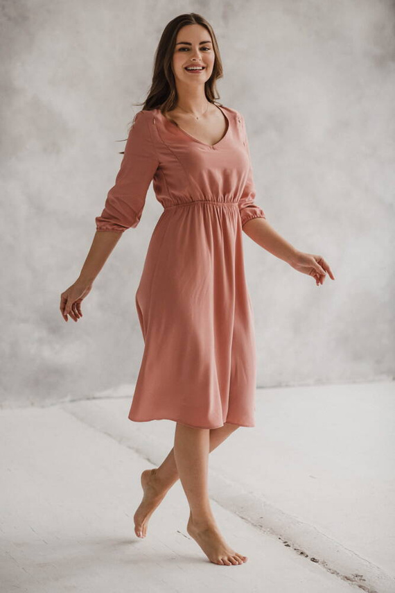 Lovely Dress Midi rękaw 3/4 sukienka ciążowa i do karmienia Milk&Love herbal rose