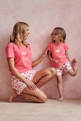 3145, 3146 Mila Piżama dla dziewczynki Taro - koralowa