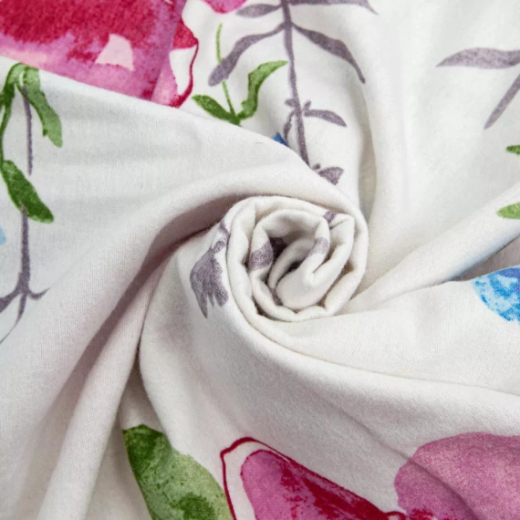 31504/2 Pościel flanelowa kwiaty Darymex biały/róż