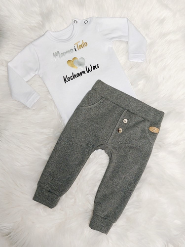 "Mamo i Tato Kocham Was" Bambarillo Body z długim rękawem- biały