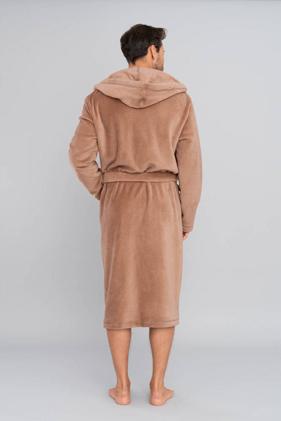Mimas Szlafrok męski z kapturem Italian Fashion- camel