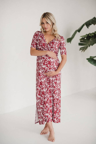 Sukienka do karmienia Two Ways LONG krótki rękaw Milk&Love jasne kwiaty