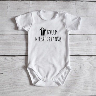 Body krótki rękaw "Byłem/am niespodzianką" Moocha białe