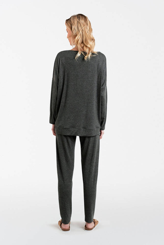 Akord Komplet damski długi rękaw, długie spodnie Italian Fashion - ciemny melanż