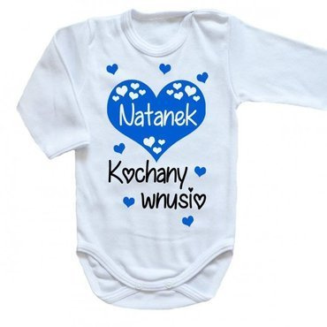 "KOCHANY WNUSIO z imieniem" Moocha body długi rękaw biały