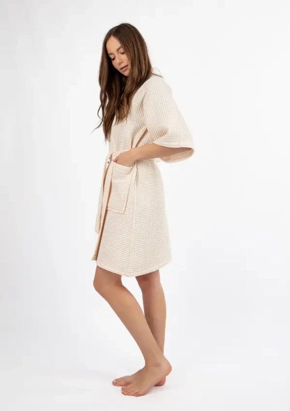 DK-W-01 Podomka Szlafrok Damski Dkaren - ecru