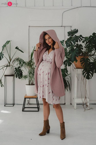 Two Ways MIDI Milk&Love Sukienka ciążowa i do karmienia granatowa w listki