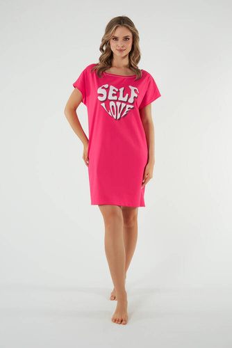 Selfie koszula nocna, krótki rękaw Italian Fashion - amarantowy