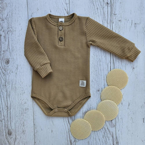 "Waffel Stone" Makoma Body polo z długim rękawem camel