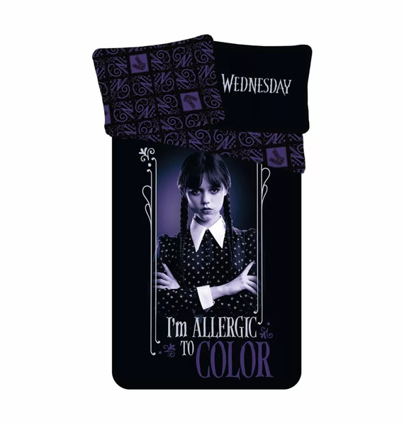 JF24 Wednesday  Pościel dziecięca bawełniana Jerry Fabrics czarny fioletowy